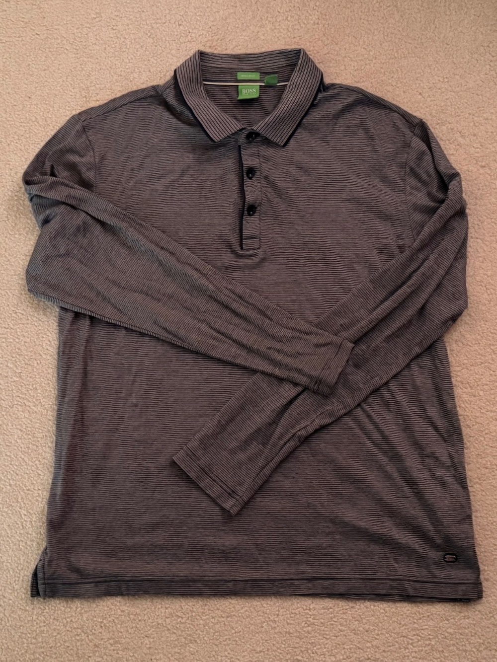 Hugo Boss Green Men's Pinstripe Long Sleeve Shirt
